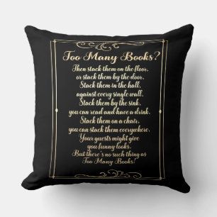Coussin Trop De Livres Poème Or Et Argent Côté