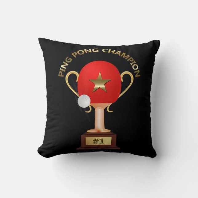 Coussin Trophée Champion de tennis de table Ping Pong (Recto)