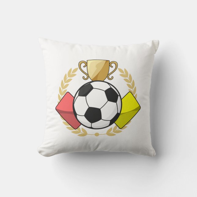 Coussin Trophée de football rouge et jaune (Recto)