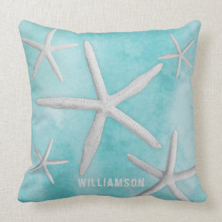 Coussin Tropical Beach Coastal Starfish Blue Modern