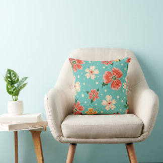 Coussin Tropical Blue Floral