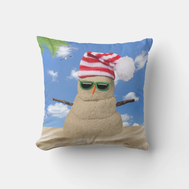 Coussin Tropical Christmas Sand Snowman (Recto)