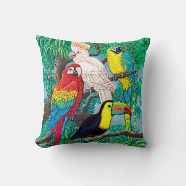 Coussin tropical d'oiseaux (Recto)