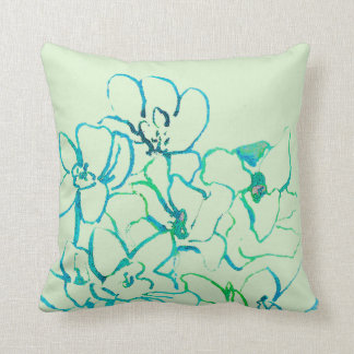 Coussin tropical d'orchidée d'île - vert bleu