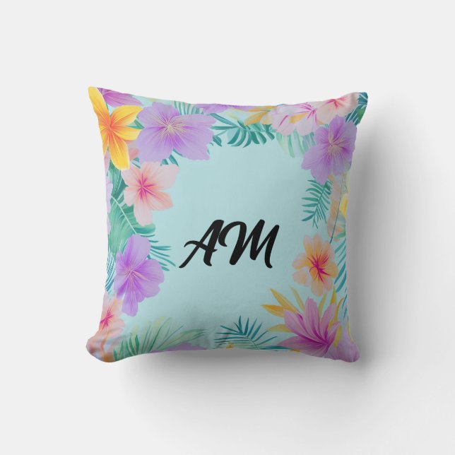 Coussin Tropical Floral Border Summer Aesthetic  (Recto)