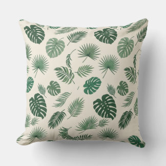 Coussin Tropical Monstera Palm Leaves Green Botanical