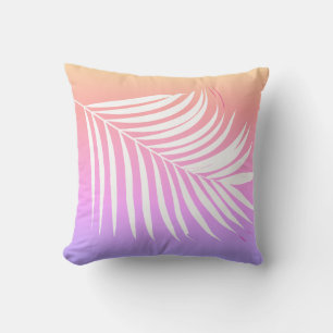 Coussin Tropical Palm Leaf Art Rose Orange Girly Don 2025