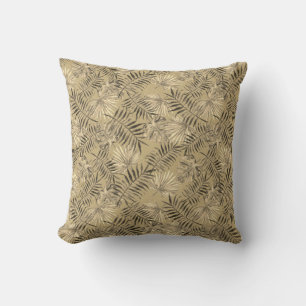 Coussin Tropical Palm Tree Feuille Motif Gold