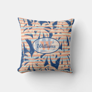 Coussin Tropical Palm Trees Stripes
