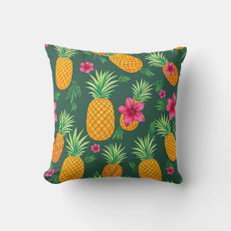 Coussin Tropical Pineapple Hibiscus Pattern