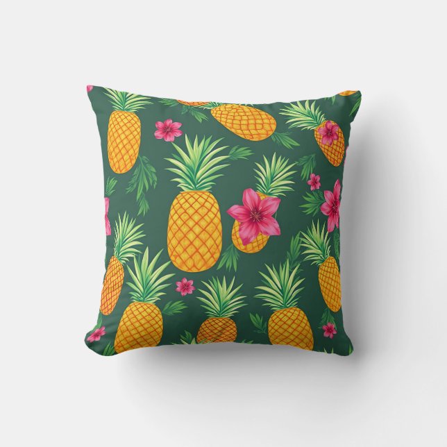 Coussin Tropical Pineapple Hibiscus Pattern (Recto)