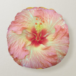 Coussin tropical rose de fleur de ketmie