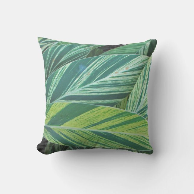 Coussin Tropical Summer Green Palm Abstraits Feuilles (Recto)