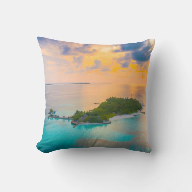Coussin Tropical Sunset Island Throw Pillow | Beach & Ocea (Recto)