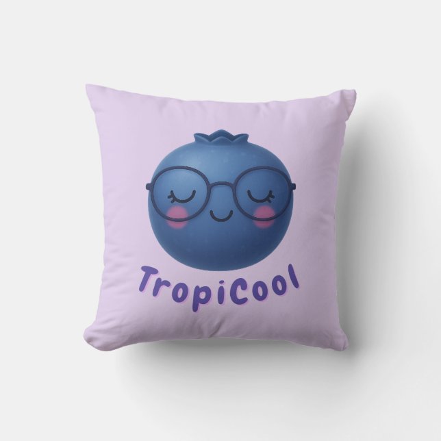 Coussin TropiCool Blueberry - Décor de fruits mignon et rê (Recto)