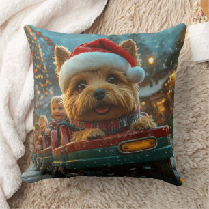 Coussin Trottinette de chien Terrier Australien Noël