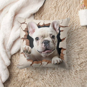 Coussin Trou fissuré pour chien taureau blanc 3D