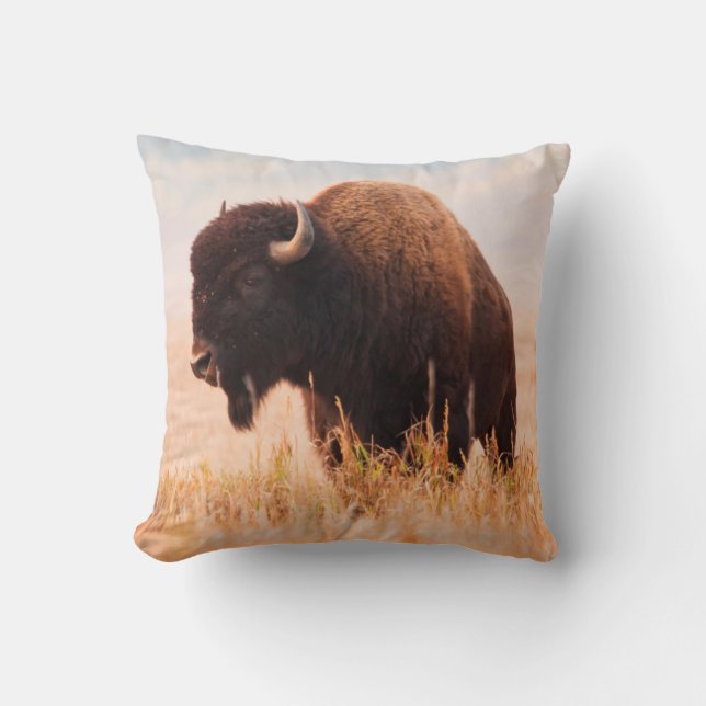 Coussin Troupeau de bisons d'Amérique (Bison Bison) à Teto (Recto)