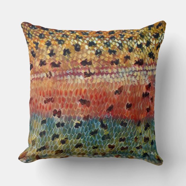 Coussin Truite de ruisseau de pêche 20 x 20 (Recto)