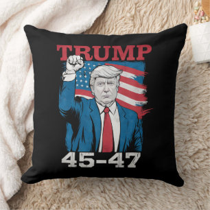 Coussin Trump 45 47 Vintage Rétro Drapeau USA Américain