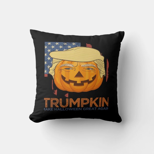 Coussin Trumpkin Halloween Drôle Design (Recto)