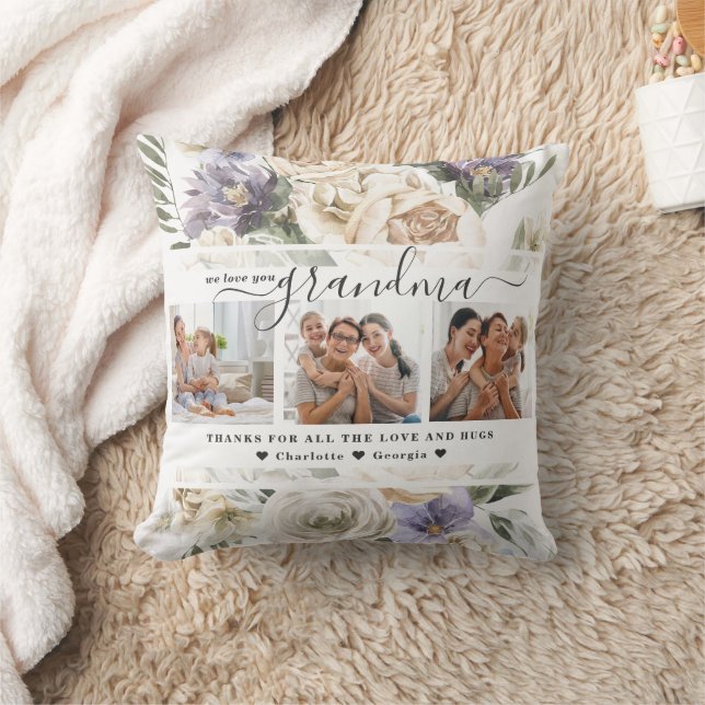 Coussin Tu aimes grand-mère | Collage photo Floral Three (Couverture)