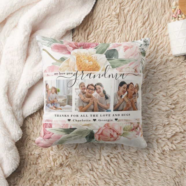 Coussin Tu aimes grand-mère | Collage photo Floral Three (Couverture)