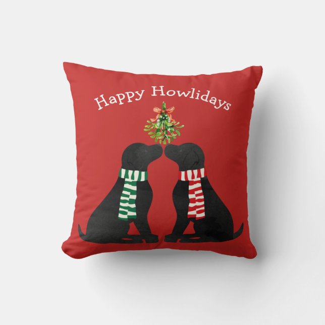 Coussin Tubes noirs Xmas personnalisés Kisser Mistletoe (Recto)