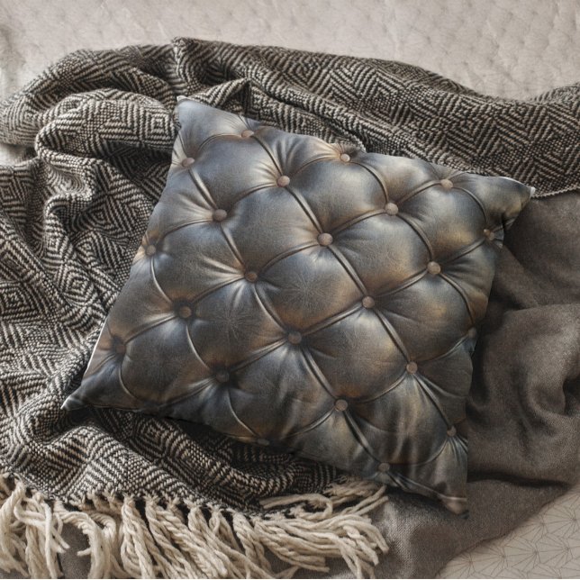 Coussin Tufted Black Faux Leather Pattern (Créateur téléchargé)