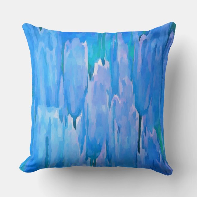 Coussin Tulipes bleues Abstraites motifs floraux (Recto)