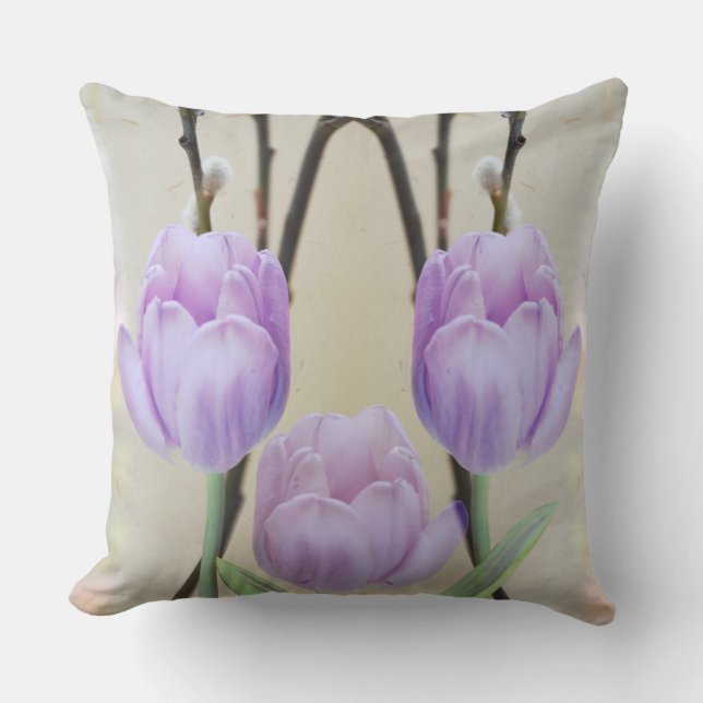 Coussin Tulipes de Printemps Pastel Artistique Jeter Oreil (Recto)