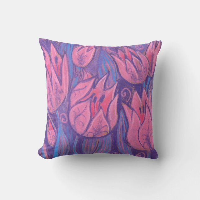 Coussin Tulipes funky Fleurs de printemps peinture florale (Recto)