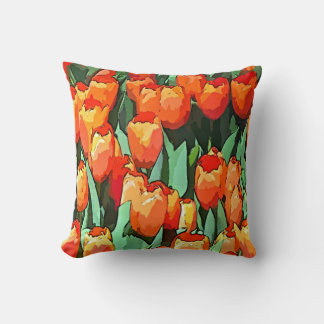 Coussin Tulipes Orange Rétro