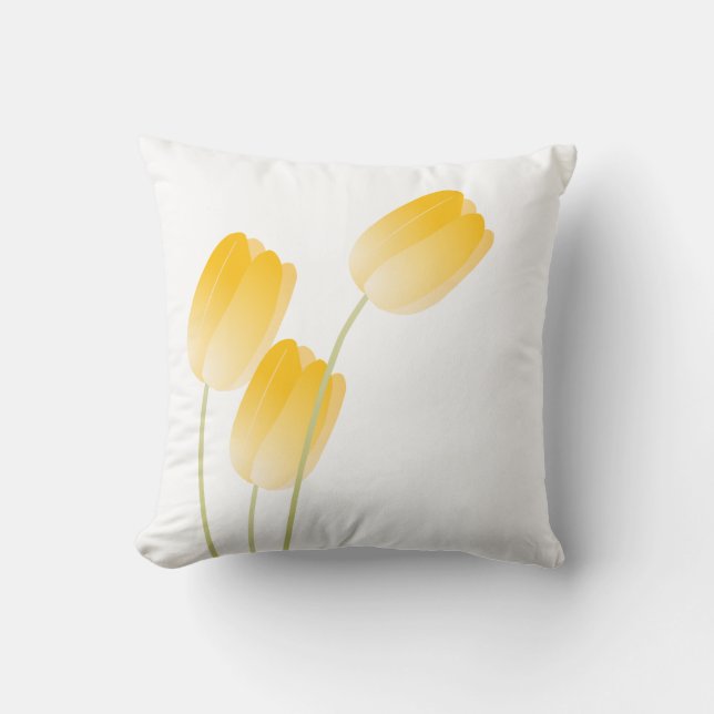 Coussin Tulipes printanières jaunes florales (Recto)