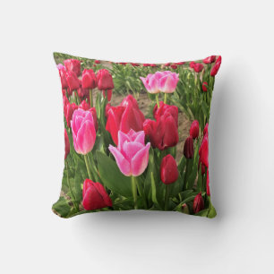 Coussin Tulipes roses et rouges