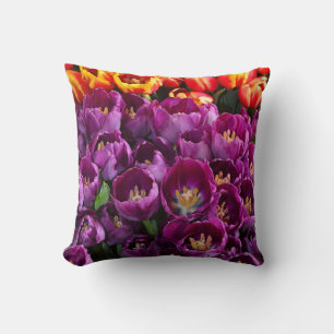 Coussin Tulipes violettes et oranges jettent l'oreiller