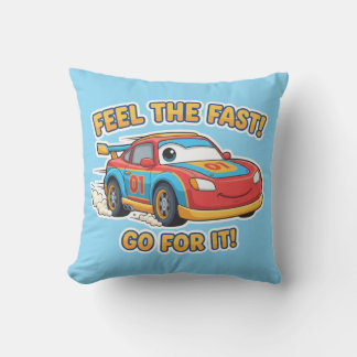 Coussin Turbo Racer "Feel The Fast" Cartoon Sports Car