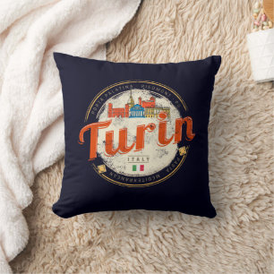 Coussin Turin Piedmont Retro Skyline Pâtes Vintages italie