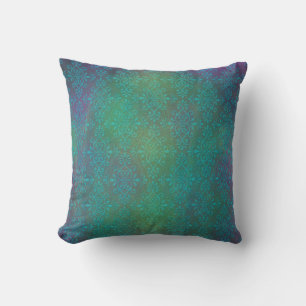 Coussin Turquoise Abstrait Multicolore Damassé