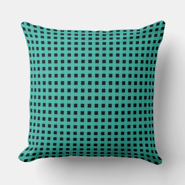 Coussin Turquoise Black Weave Pattern (Recto)