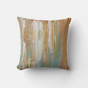Coussin Turquoise, blanc, rouge ocre et or Abstrait
