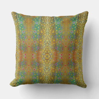 Coussin Turquoise bleu et brun : truite broyée imprimé mot