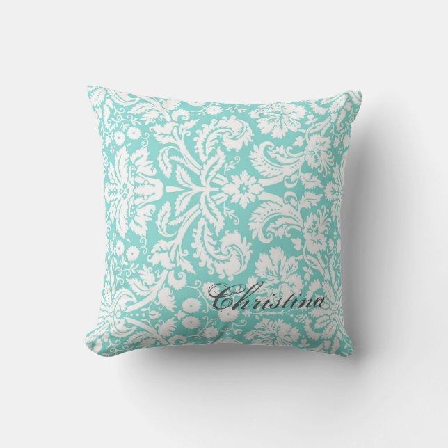 Coussin turquoise de monogramme de motif de (Recto)