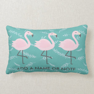 Coussin turquoise en pastel de Flamant rose mignon