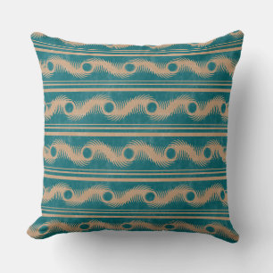 Coussin Turquoise et Caramel Spiral Motif géométrique rayo