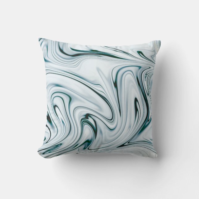 Coussin Turquoise et Marbre blanc effet de torsade oreille (Recto)