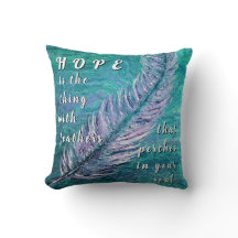 Coussin turquoise et pourpre d'espoir pour le