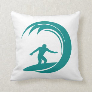Coussin Turquoise Green Surfing
