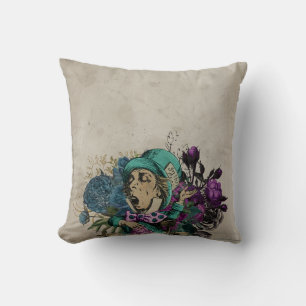 Coussin Turquoise Mad Hatter Alice au pays des merveilles
