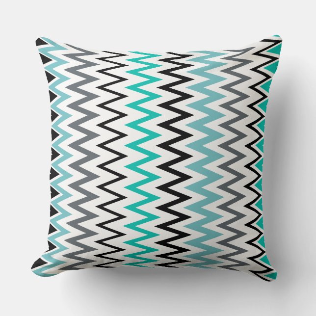 Coussin Turquoise, noir et blanc (Recto)